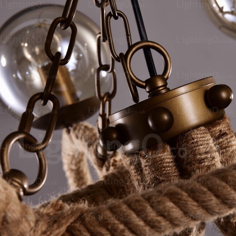 Lampada a sospensione vintage retrò 6 luci in vetro E27, Ø 66 cm