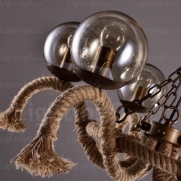 Lampada a sospensione vintage retrò 6 luci in vetro E27, Ø 66 cm