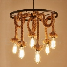 Lampada a sospensione vintage retrò 6 luci E27 Ø 50 cm