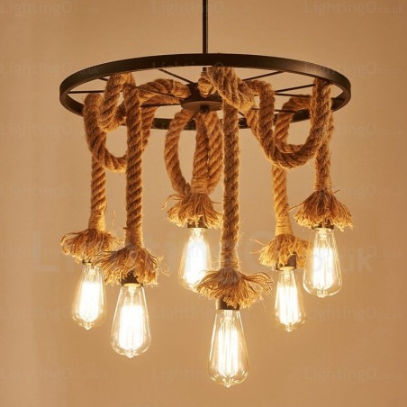 Lampada a sospensione vintage retrò 6 luci E27 Ø 50 cm