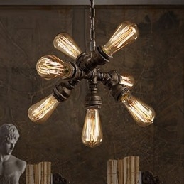Lampadario rustico vintage in metallo elettroplaccato