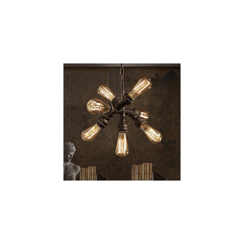 Lampadario rustico vintage in metallo elettroplaccato