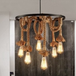 Lampada a sospensione vintage retrò 6 luci E27 Ø 50 cm
