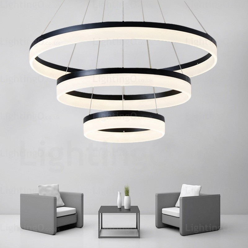 Lampada a sospensione LED Smart Wi‑Fi dimmerabile 3 anelli in acrilico