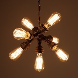 Lampadario rustico vintage in metallo elettroplaccato