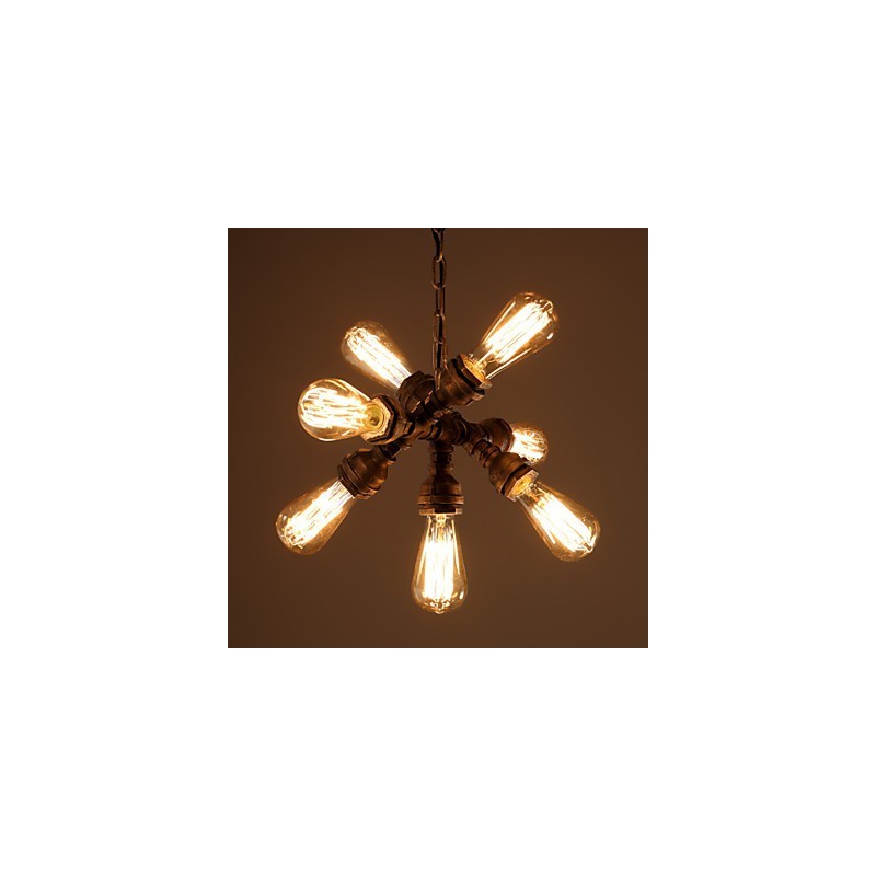 Lampadario rustico vintage in metallo elettroplaccato