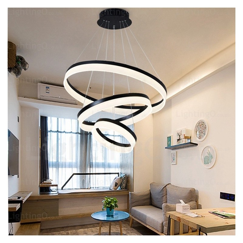 Lampada a sospensione LED Smart Wi‑Fi dimmerabile 3 anelli in acrilico