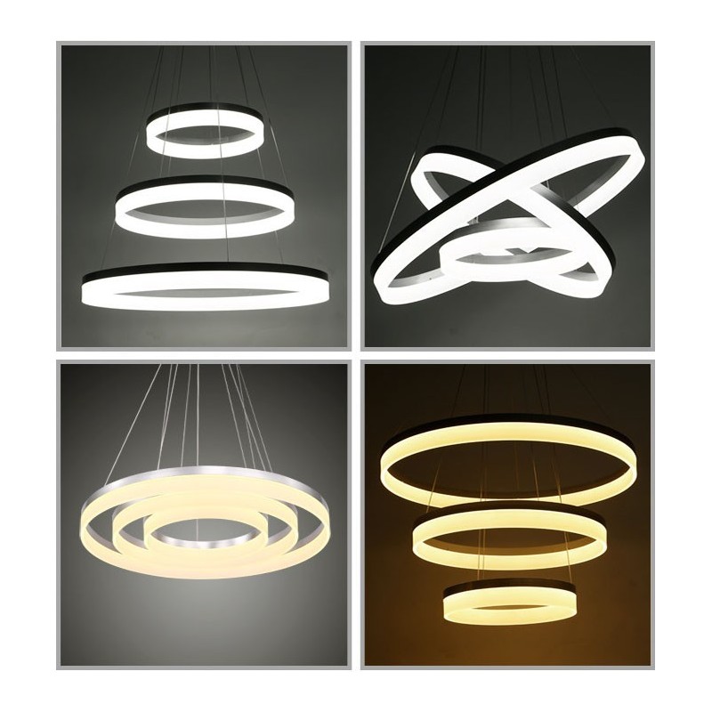 Lampada a sospensione LED Smart Wi‑Fi dimmerabile 3 anelli in acrilico