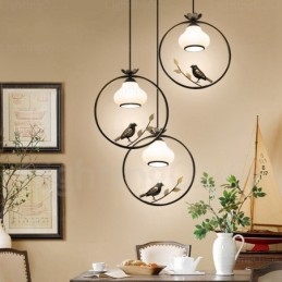 Lampada a sospensione rustica rurale 1 luce paralume in vetro E27 Ø35 cm H38 cm