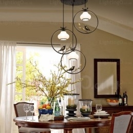 Lampada a sospensione rustica rurale 1 luce paralume in vetro E27 Ø35 cm H38 cm