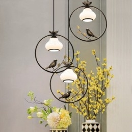 Lampada a sospensione rustica rurale 1 luce paralume in vetro E27 Ø35 cm H38 cm