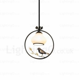 Lampada a sospensione rustica rurale 1 luce paralume in vetro E27 Ø35 cm H38 cm