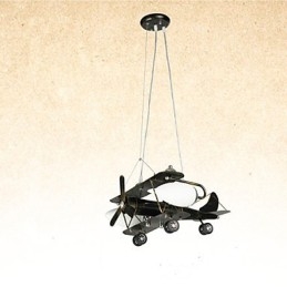 Lampadario a sospensione per cameretta aerei e lanterna LED beige e nero
