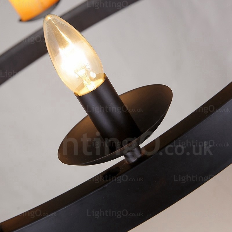 Lampada a sospensione vintage retrò 8 luci con paralume in marmo E14
