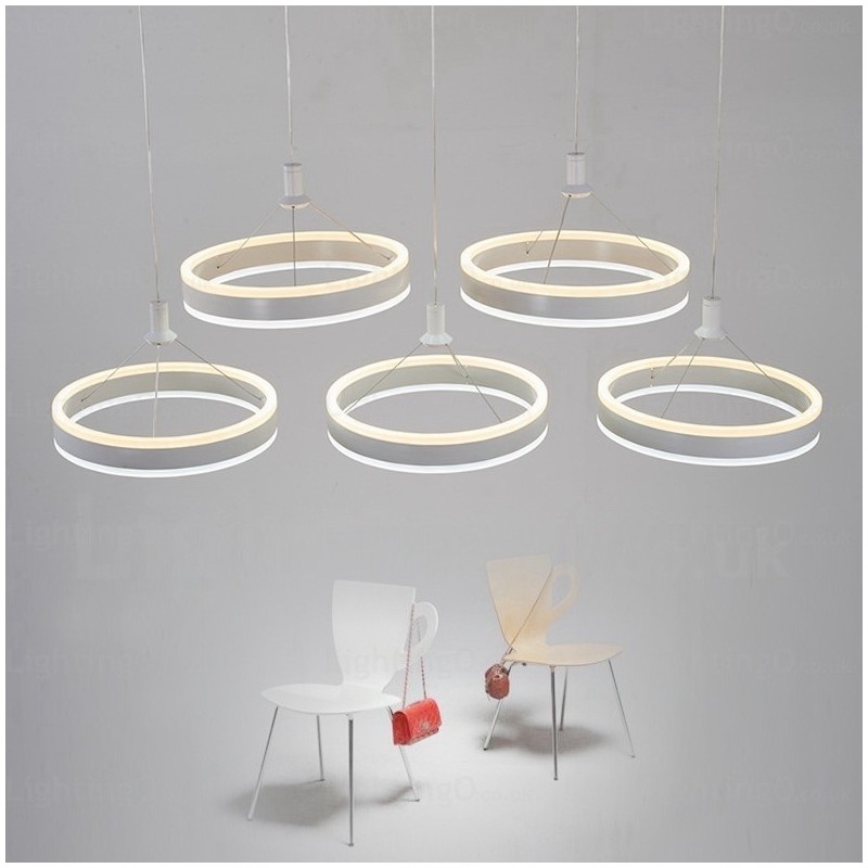 Lampada a sospensione moderna contemporanea a 2 luci con paralume in acrilico, diametro 30 cm