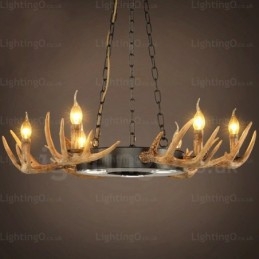 Lampadario a sospensione vintage retrò 9 luci con corna di cervo