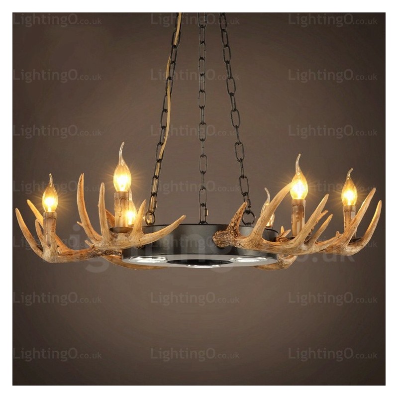 Lampadario a sospensione vintage retrò 9 luci con corna di cervo