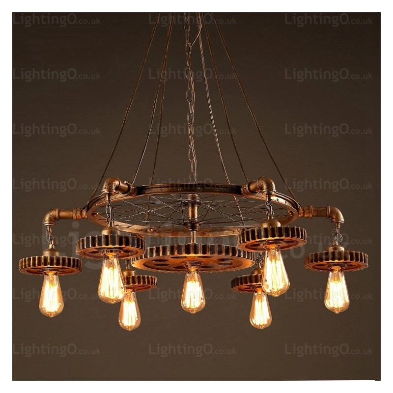 Lampada a sospensione vintage retrò a 7 luci E27