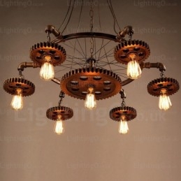 Lampada a sospensione vintage retrò a 7 luci E27