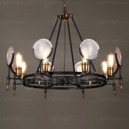 Lampada a sospensione vintage retrò 6 luci con paralume in vetro, E27, Ø 63 cm