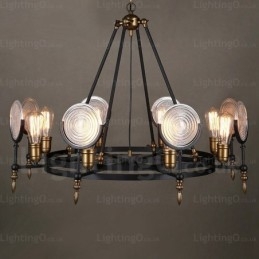 Lampada a sospensione vintage retrò 6 luci con paralume in vetro, E27, Ø 63 cm