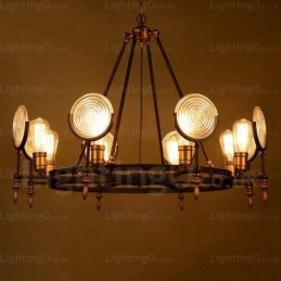 Lampada a sospensione vintage retrò 6 luci con paralume in vetro, E27, Ø 63 cm