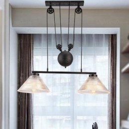 Lampada a sospensione moderna contemporanea 2 luci paralume in vetro E27 83 cm
