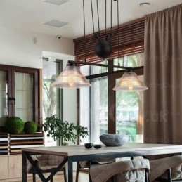 Lampada a sospensione moderna contemporanea 2 luci paralume in vetro E27 83 cm