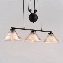 Lampada a sospensione moderna contemporanea 2 luci paralume in vetro E27 83 cm
