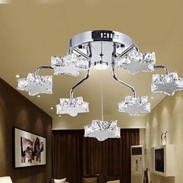 Plafoniera moderna in acciaio inox e cristallo argentato 7 luci