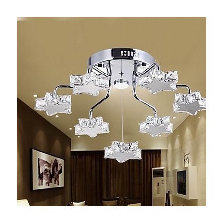 Plafoniera moderna in acciaio inox e cristallo argentato 7 luci
