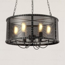 Lampada a sospensione vintage retrò a 6 luci in acciaio inox, E27, Ø 50 cm