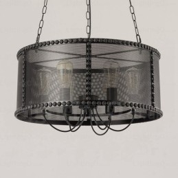 Lampada a sospensione vintage retrò a 6 luci in acciaio inox, E27, Ø 50 cm