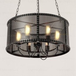Lampada a sospensione vintage retrò a 6 luci in acciaio inox, E27, Ø 50 cm