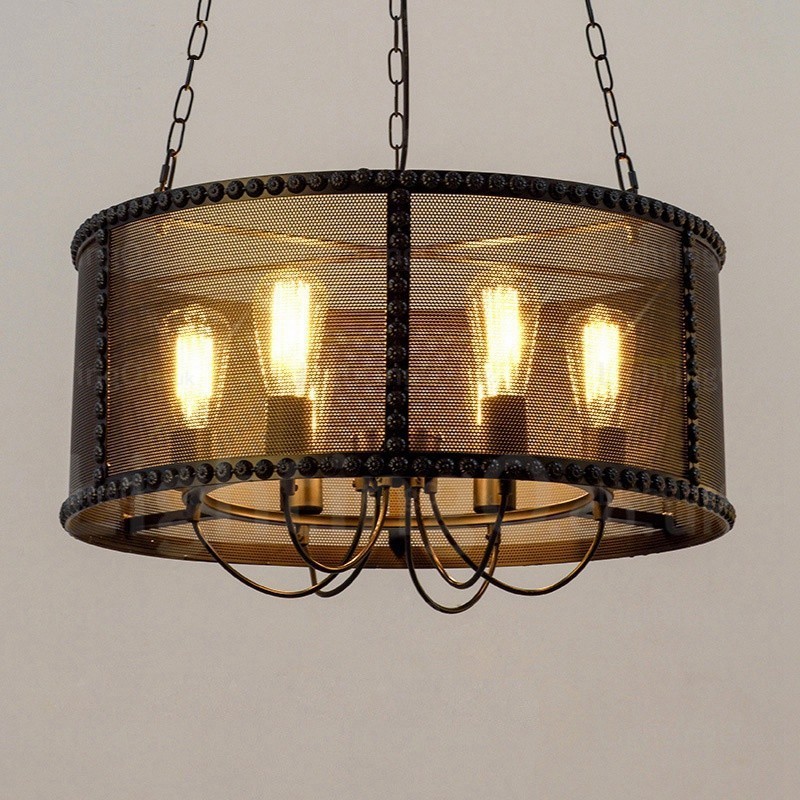 Lampada a sospensione vintage retrò a 6 luci in acciaio inox, E27, Ø 50 cm