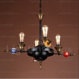 Lampada a sospensione vintage rustica country a 4 luci E27