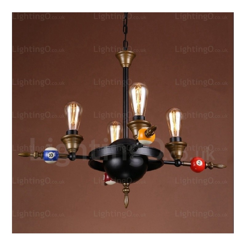 Lampada a sospensione vintage rustica country a 4 luci E27