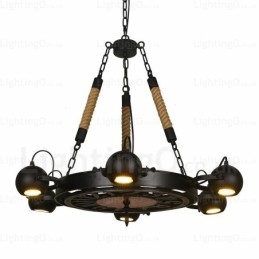 Lampadario a sospensione vintage retrò a 6 luci in acciaio inossidabile E27