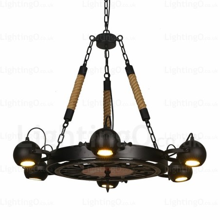 Lampadario a sospensione vintage retrò a 6 luci in acciaio inossidabile E27