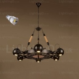 Lampadario a sospensione vintage retrò a 6 luci in acciaio inossidabile E27