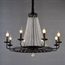 Lampada a sospensione nordica 8 luci E14 in cristallo e acciaio inox Ø80 cm H56 cm