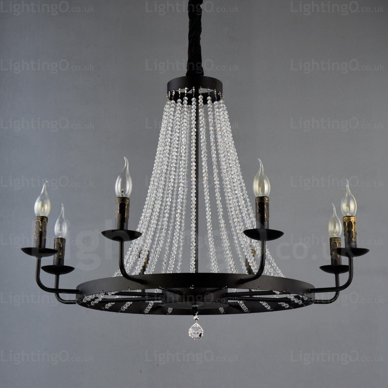 Lampada a sospensione nordica 8 luci E14 in cristallo e acciaio inox Ø80 cm H56 cm