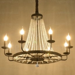 Lampada a sospensione nordica 8 luci E14 in cristallo e acciaio inox Ø80 cm H56 cm