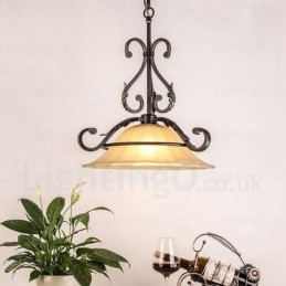 Lampada a sospensione rustica in vetro 1 luce E27 Ø 44 cm H 29 cm
