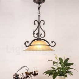Lampada a sospensione rustica in vetro 1 luce E27 Ø 44 cm H 29 cm
