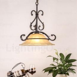 Lampada a sospensione rustica in vetro 1 luce E27 Ø 44 cm H 29 cm