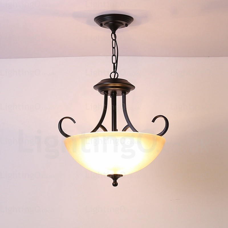 Lampada a sospensione rustica 3 luci paralume in vetro E27 35 cm