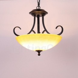 Lampada a sospensione rustica 3 luci paralume in vetro E27 35 cm