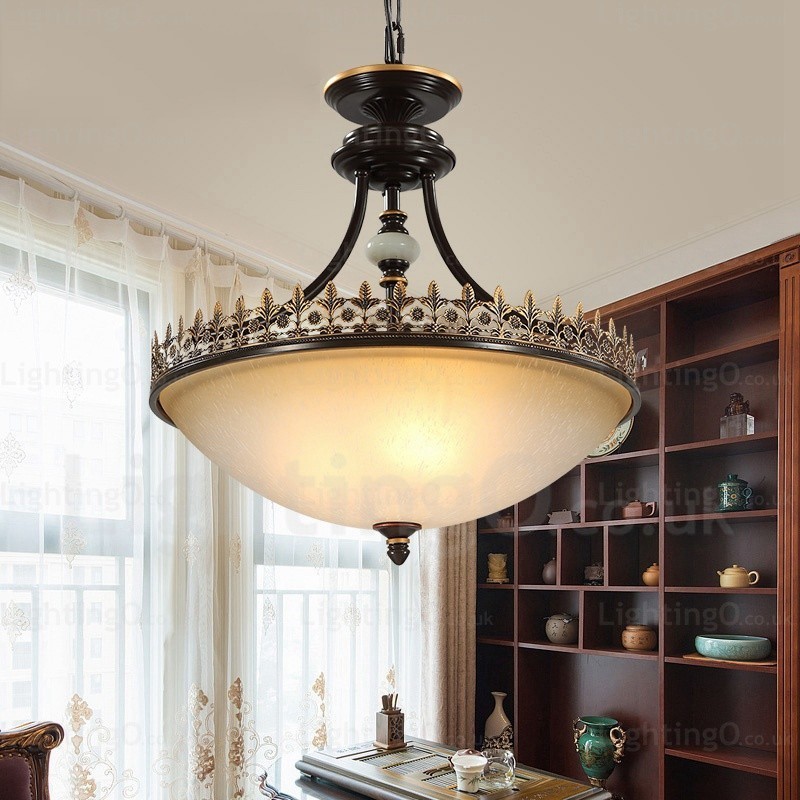 Lampada a sospensione rustica 3 luci in vetro E27 Ø 53 cm H 52 cm