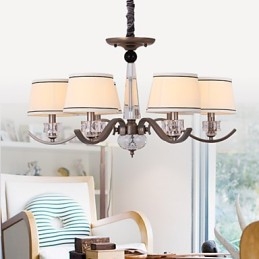 Lampadario in cristallo 6 luci in metallo nero stile country